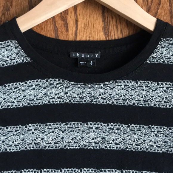 Theory Black & White Striped Cotton Mini Dress - Picture 3 of 4